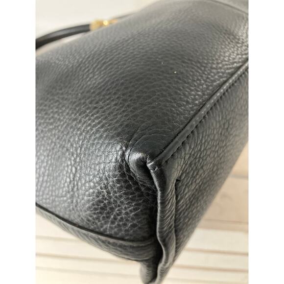 VINCE CAMUTO MEDIUM BLACK PEBBLED LEATHER TASSEL HANDBAG - Picture 9 of 14